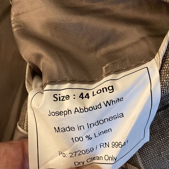 Joseph Abboud Mens Lined Linen Blazer.  Brown /Tan Windowpane Print. Size 44 L. - Picture 9 of 9